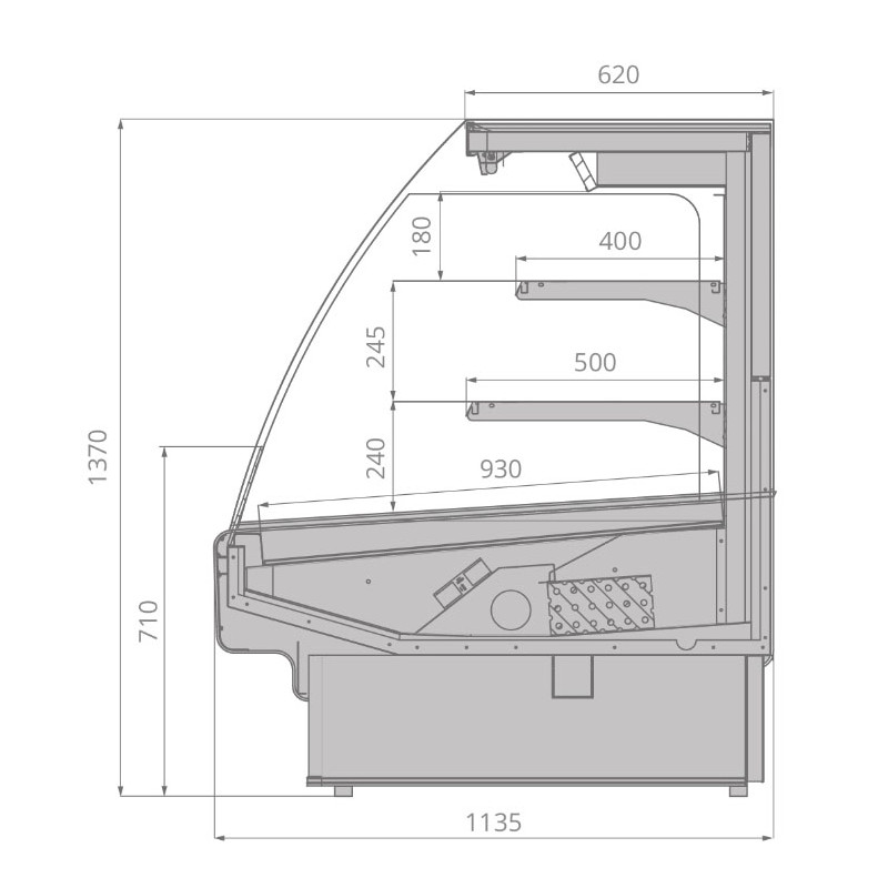 Витрина холодильная Brandford AURORA 375 TOP LIGHT вертикальная